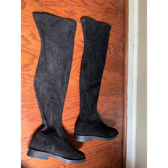 ASOS Women's Suede Black High Flat Boot Size 8 - Picture 2 of 5